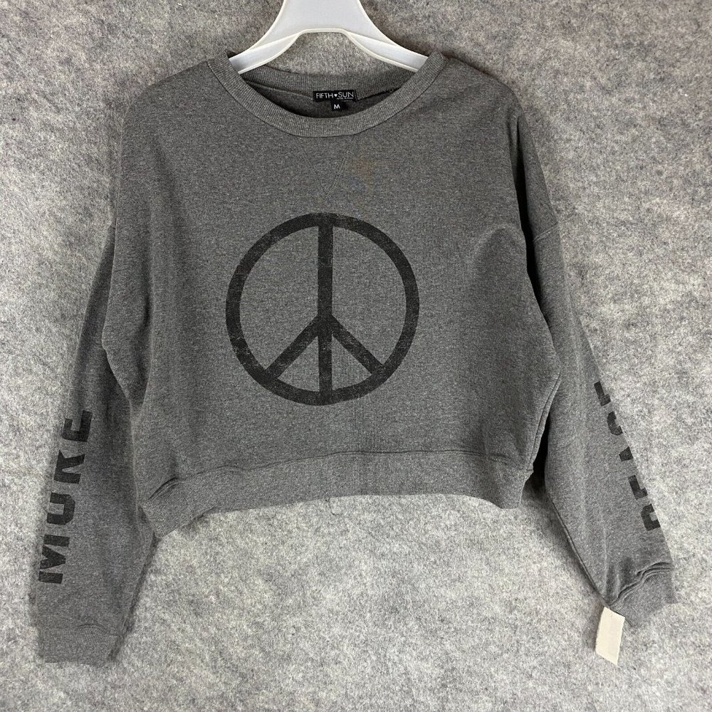 Fifth Sun Cropped Top Medium Women's NWT Gray Long Sleeve Cotton Blend M